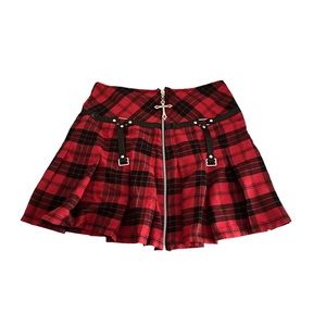 Mini cross plaid skirt